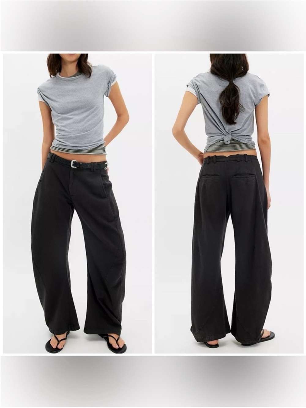 NWT Free People Spotlight Washed Chino Trousers - black - 2